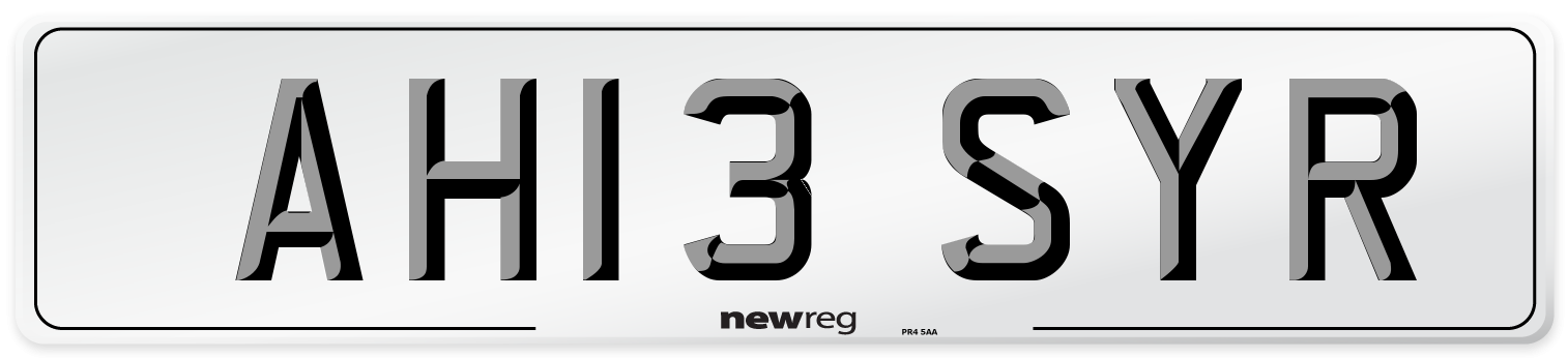 AH13 SYR Number Plate from New Reg